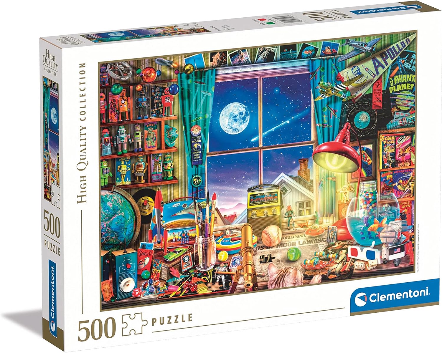 Clementoni Collection-To The Moon 35148 500-Piece Adult Puzzle Made in Italy Multi-Coloured
