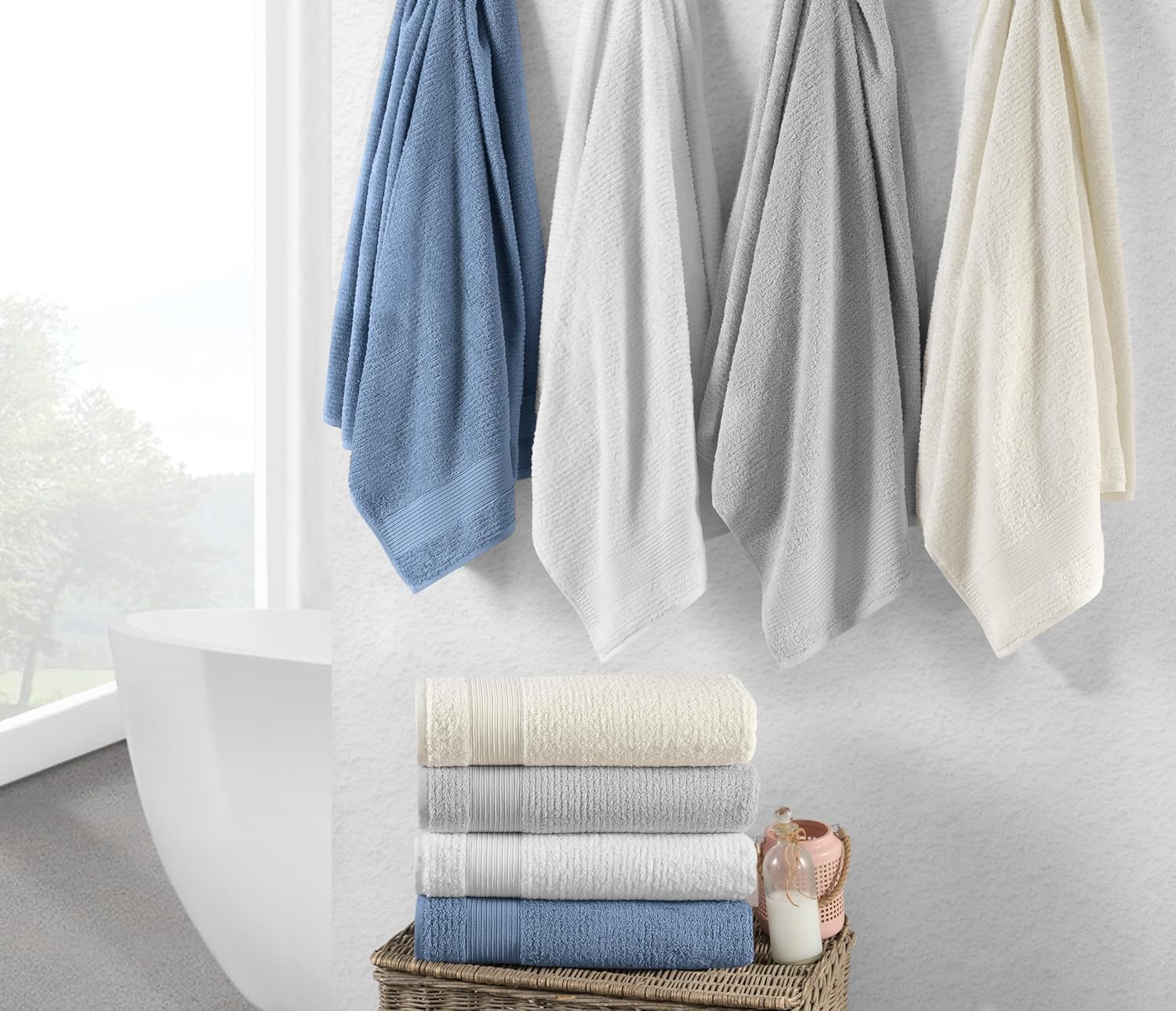 Chic Home Lujosas toallas de baño de 3 piezas de 100% algodón turco puro, 30 x 60 pulgadas, ultra suaves, altamente absorbentes, diseño de tejido