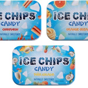 ICE CHIPS Paquete surtido de dulces de 3 (canela, crema de naranja, piña colada) ICE CHIPS Paquete surtido de dulces de 3 (canela, crema de naranja, piña colada)