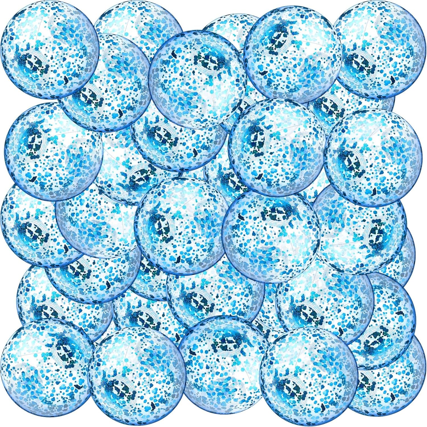 Threan 100 Pack Mini Glitter Beach Ball Bulk 5 Inch Inflatable Sequin Beach Balls Clear Pool Toys Beach Party Decorations with Confetti for Boys