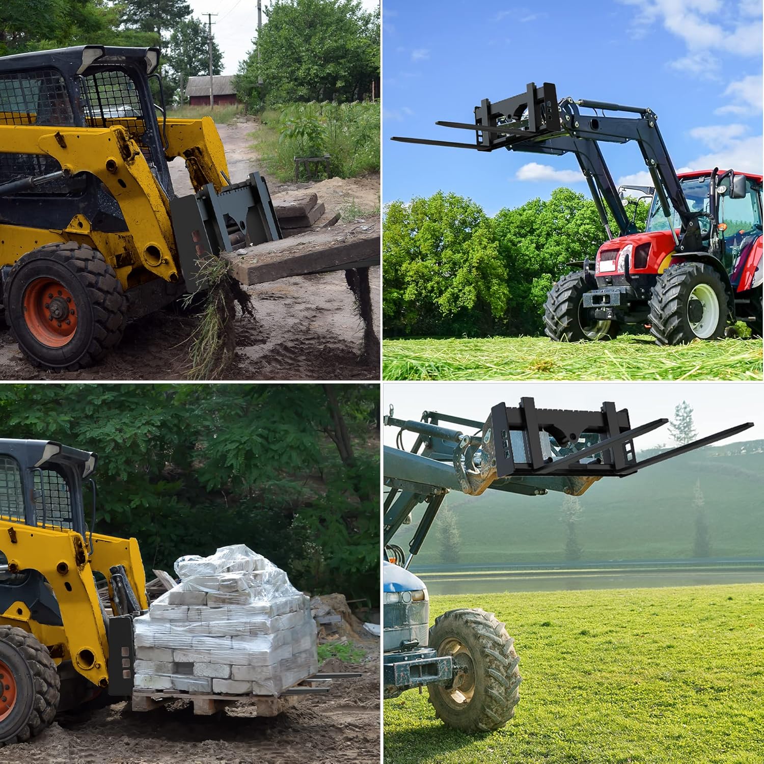 YINTATECH 2500lbs Skid Steer Pallet Fork 42″ Frame Pallet Forks for Kubota Bobcat Skid Steer Loaders Tractors
