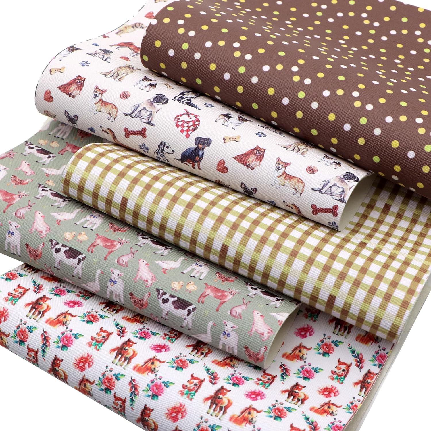 David accessories Hojas de piel sintética con estampado de animales, tela de cuero sintético, 5 piezas de 7.7 x 13.2.9 pulgadas (7.9 in x 13.0 in),