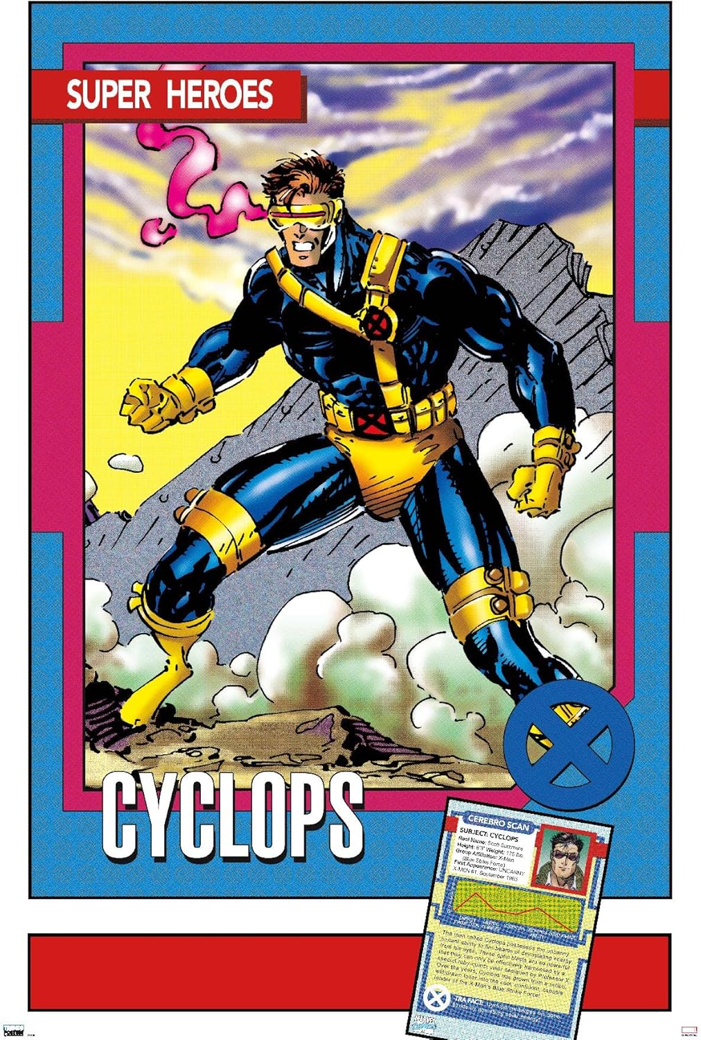 Trends International Marvel Trading Cards – Póster de pared de cíclope, 22.375 x 34 pulgadas, versión premium sin marco