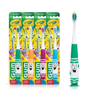 GUM Crayola Pip-Squeaks – Cepillo de dientes para niños pequeños, cerdas ultra suaves y estrechas, cabeza cónica para eliminar suavemente la placa GUM Crayola Pip-Squeaks – Cepillo de dientes para niños pequeños, cerdas ultra suaves y estrechas, cabeza cónica para eliminar suavemente la placa