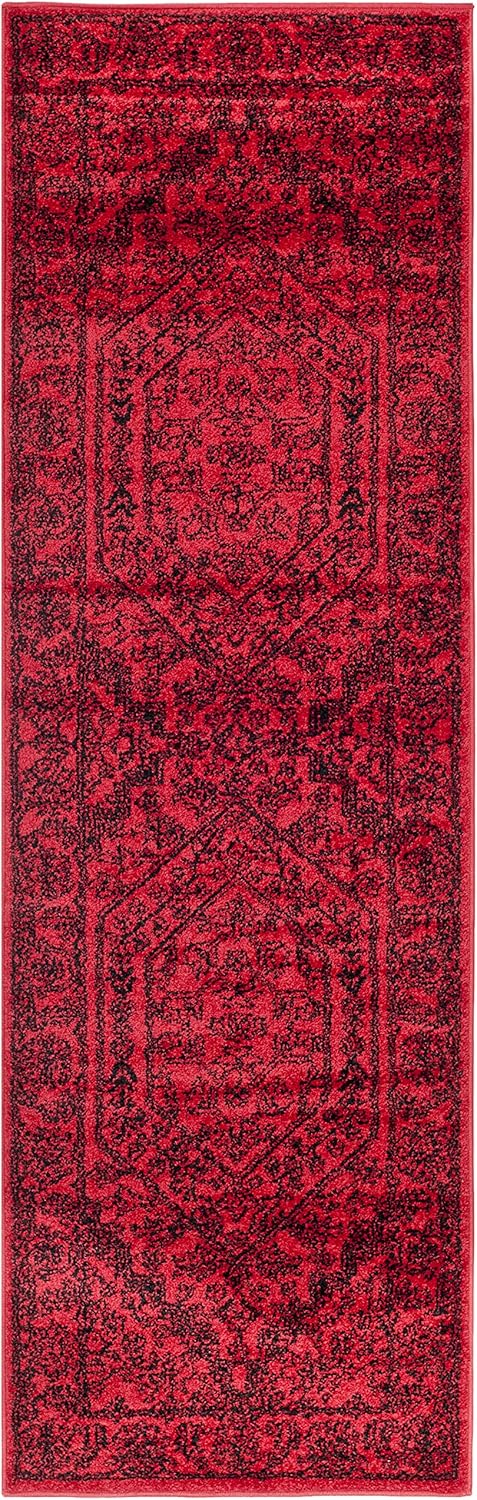 Safavieh – Colección Adirondack, 2 pies 6 pulgada x 22 pies, color rojonegro, ADR108F, Medallón Oriental, alfombra de área para sala, habitación,