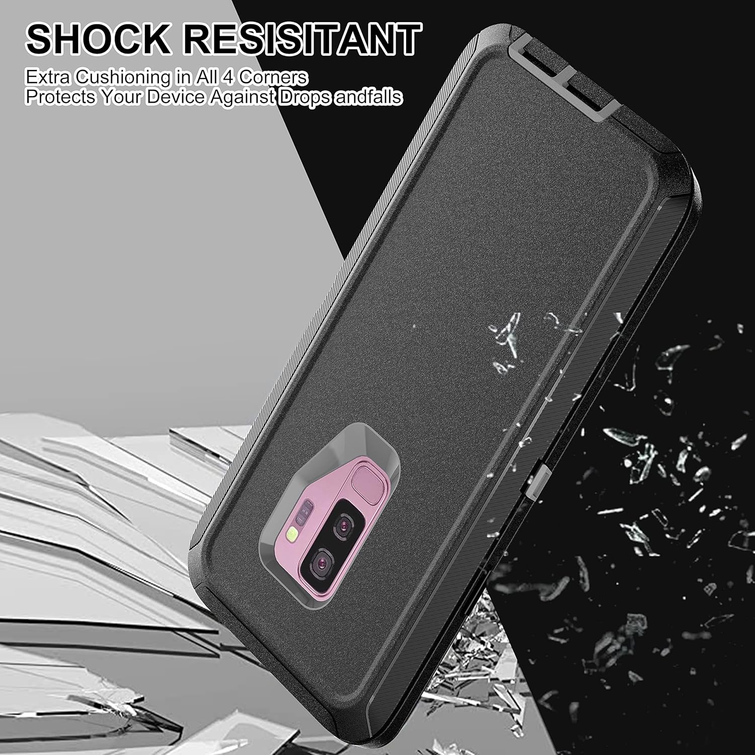 Funda para Galaxy S9 Plus, Samsung Galaxy S9 Plus con protector de pantalla de TPU flexible autorreparable 2 unidades, funda de protección