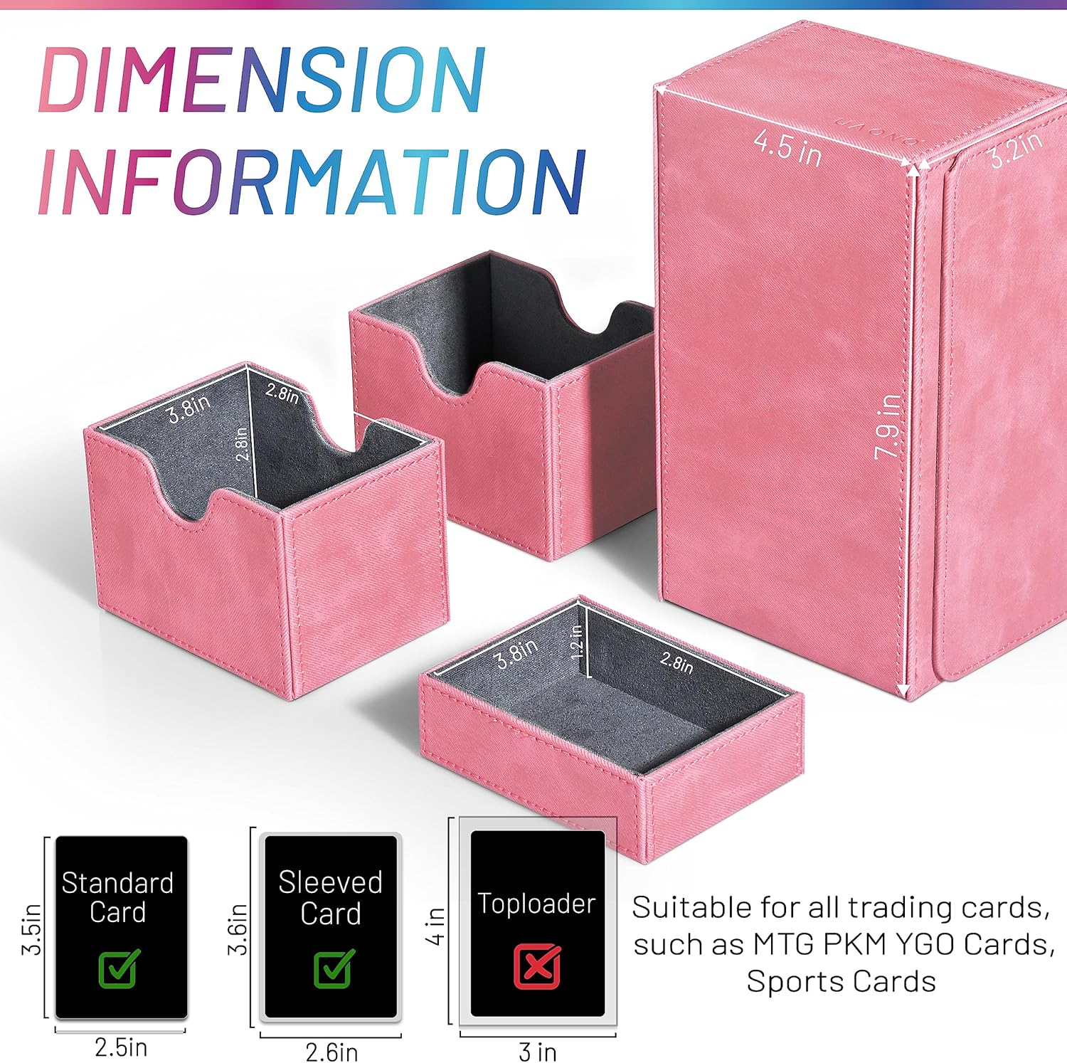 UAONO MTG – Caja de cartas con bandeja rodante de dados, caja de doble cubierta TCG con 3 bandejas para más de 200 tarjetas de doble funda, caja de