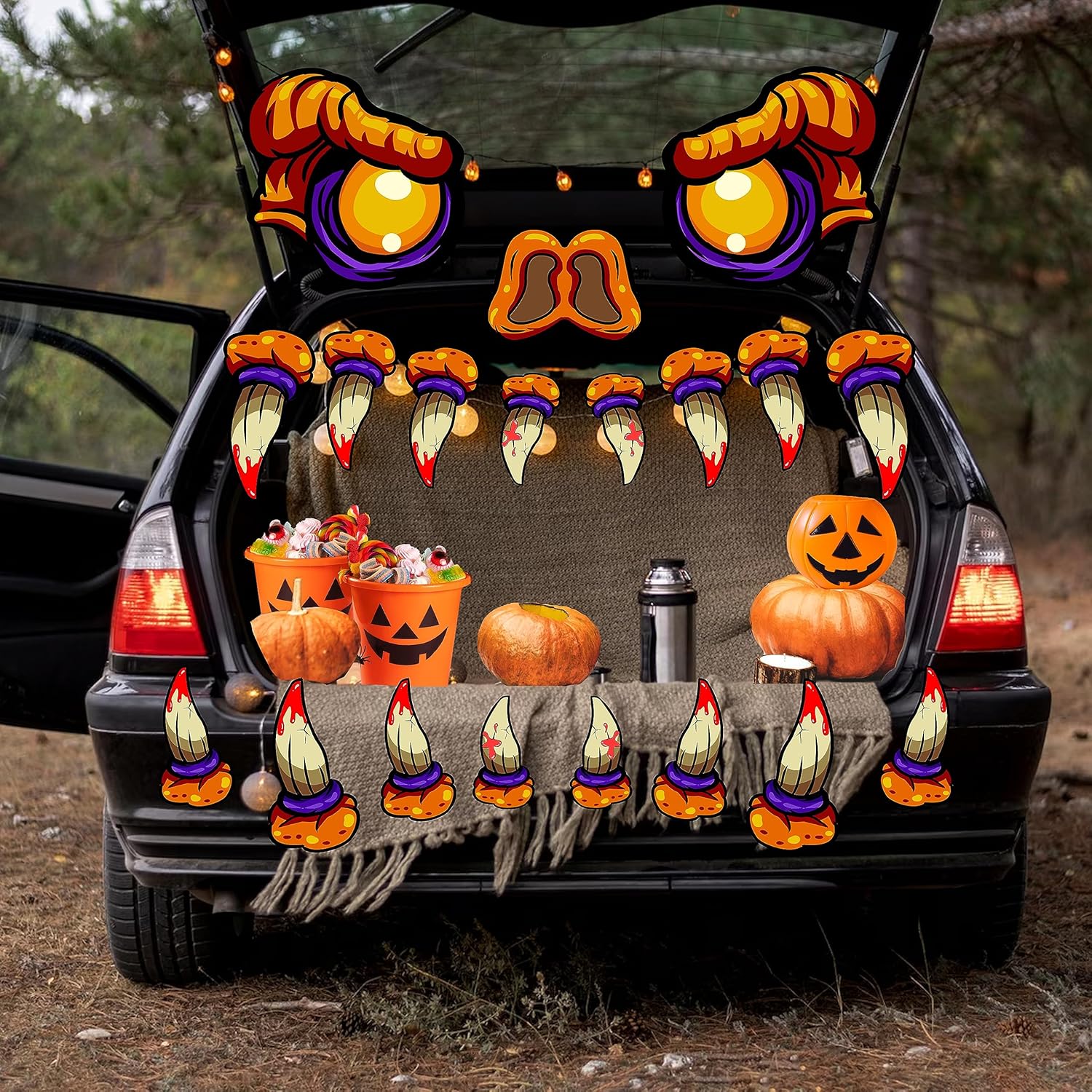 Kit de decoración de Halloween para maletero o golosinas, monstruo de Halloween para automóvil, SUV, puerta de garaje, entrada, arco, decoración de