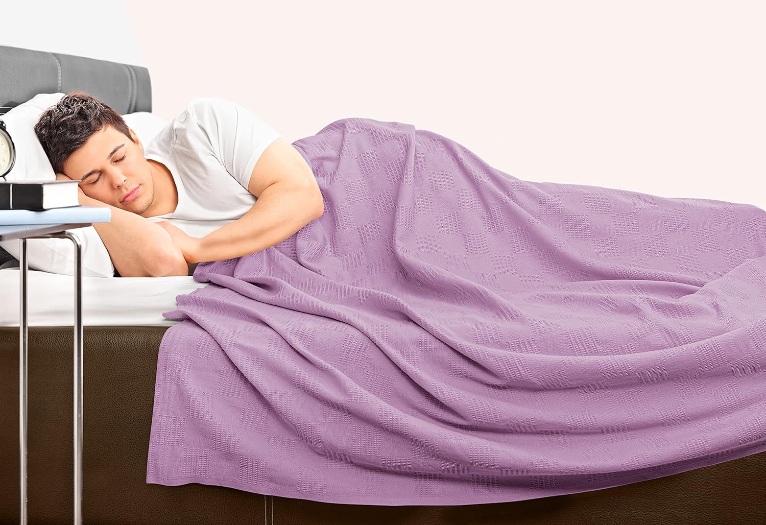 Utopia Bedding Manta 100% algodón (tamaño individual, 90 x 72 pulgadas), manta térmica ligera de 350 GSM, manta térmica suave y transpirable para