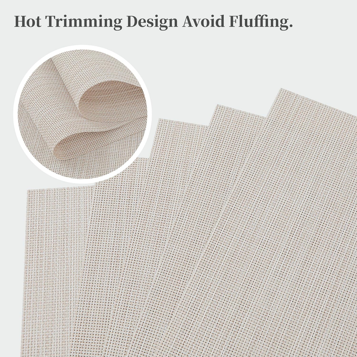 Juego de 12 manteles individuales beige y blanco, resistentes al calor, antideslizantes, para mesa de comedor, lavables, duraderos, tejido de vinilo