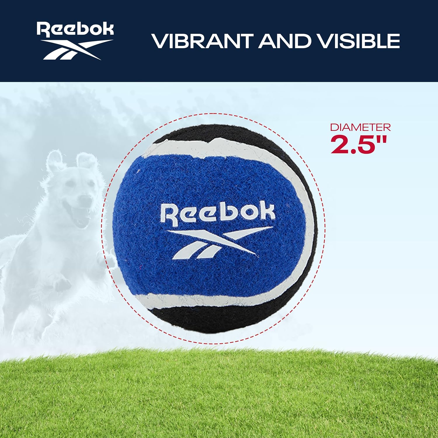 Reebok Pelotas de tenis para perros, paquete de 12 pelotas de tenis para perros para jugar al aire libre, grandes pelotas de tenis para perros para