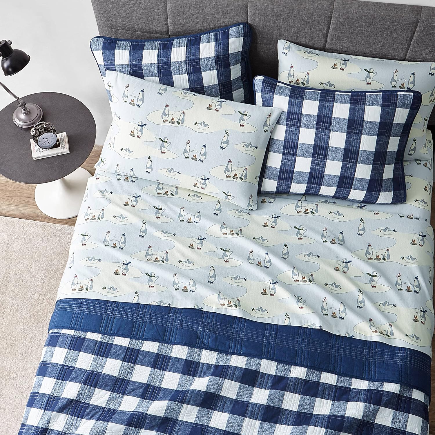 Eddie Bauer – Juego de sábanas de tamaño Queen, de franela de algodón, cepillado para mayor suavidad, acogedora decoración para el hogar (Skating