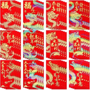 UPINS Sobres rojos de año nuevo chino 2024, 48 sobres rojos de dinero de la suerte Hong Bao con estampado de dragón lunar en relieve para decoración UPINS Sobres rojos de año nuevo chino 2024, 48 sobres rojos de dinero de la suerte Hong Bao con estampado de dragón lunar en relieve para decoración