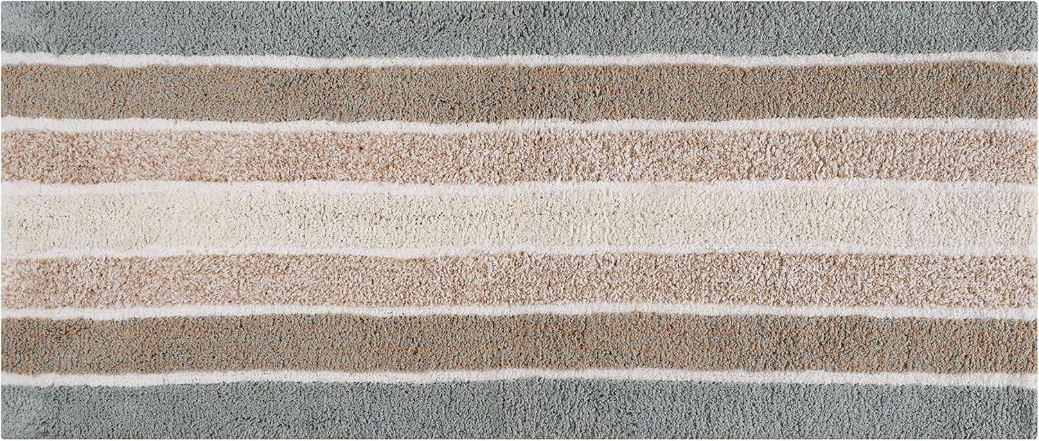 THE BEER VALLEY Alpine Stripe – Alfombra de baño de 24 x 60 pulgadas, color gris beige, suave y absorbente, antideslizante, alfombra de baño larga,
