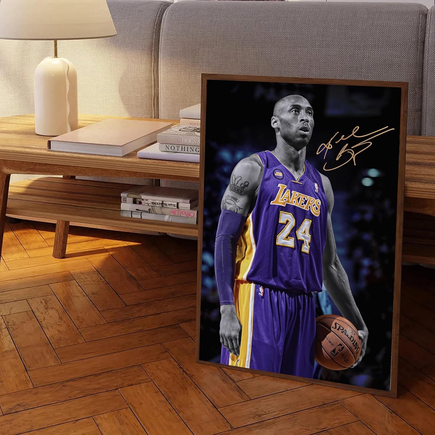 BREN Kobe Bryant – Póster de arte firmado con estrella de baloncesto y leyenda de baloncesto, arte de pared, sin marco, 12 x 18 pulgadas, para