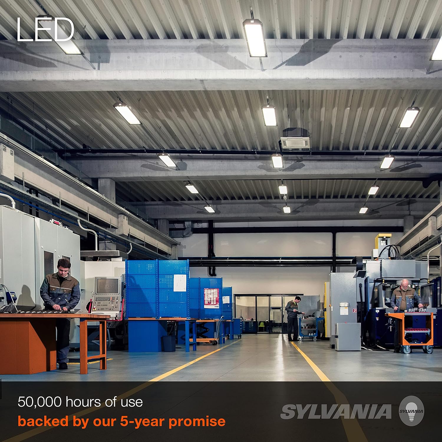 SYLVANIA – Lámpara LED de techo con luz y cadena de tracción, equivalente a 250 W, eficiente 30 W, blanco frío, 1 paquete (61452)