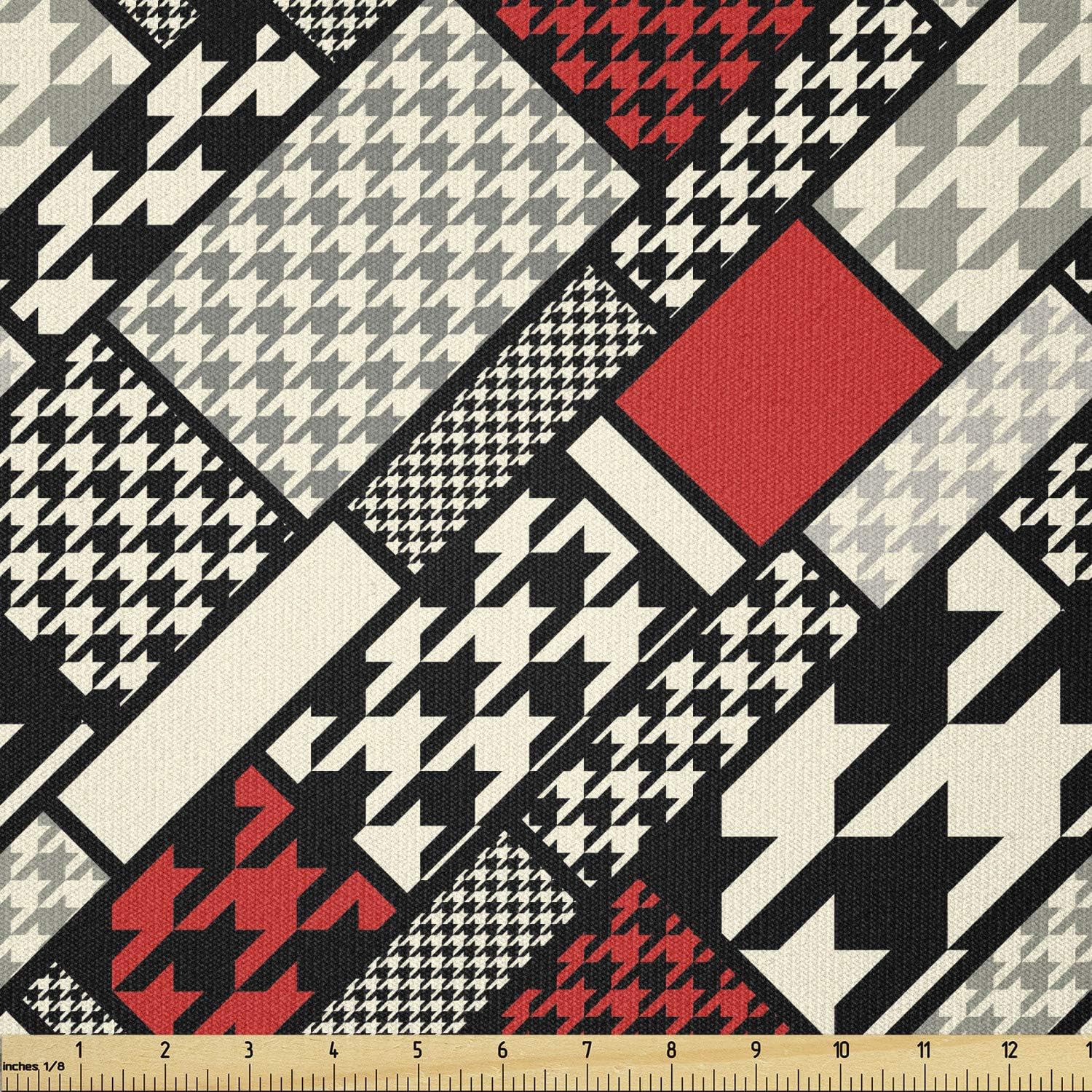 Ambesonne Tela moderna de The Yard, patrón abstracto minimalista con efecto geométrico retro de moda, tela de punto elástico para costura de ropa y