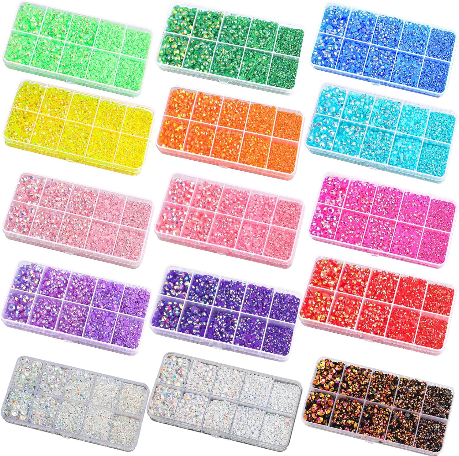 6600 diamantes de imitación AB color azul claro, de 0.079 in, 0.118 in, 0.157 in, 0.197 in, 0.236 in, resina de gelatina no termoadhesivos para