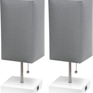 Simple Designs LC2004-GOW-2PK Puerto de carga USB, paquete de 2 lámparas de noche, blancogris Simple Designs LC2004-GOW-2PK Puerto de carga USB, paquete de 2 lámparas de noche, blancogris