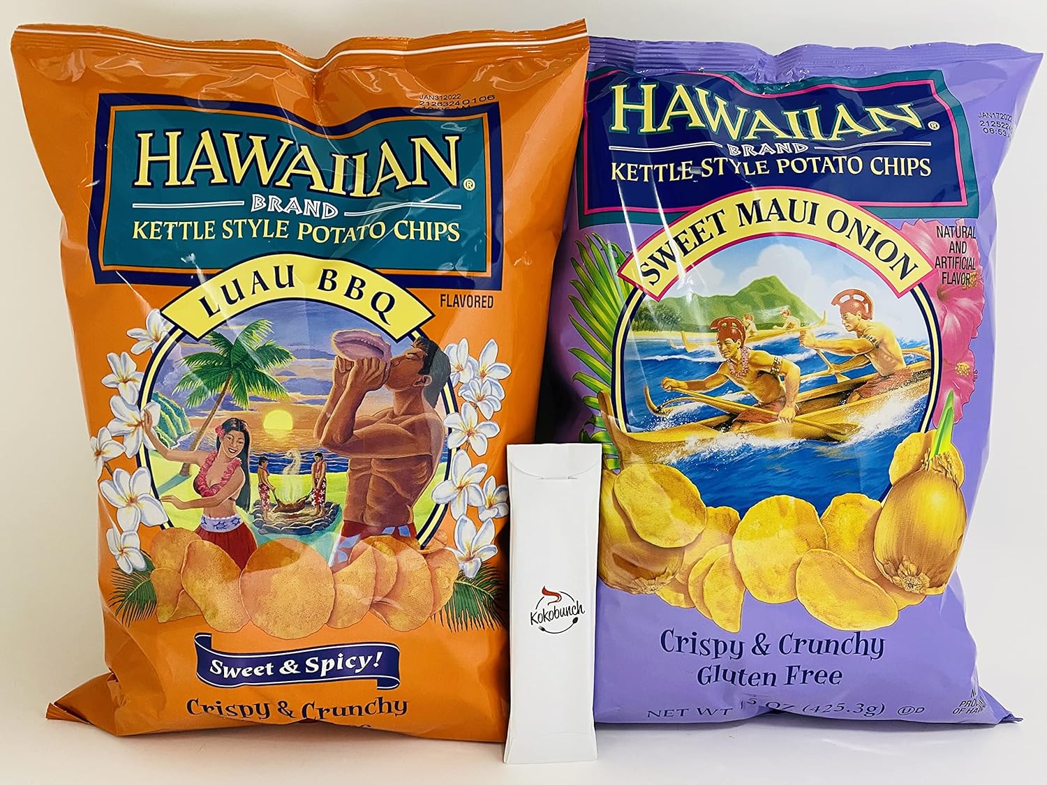 Paquete variado de chips hawaianos para fiestas, crujientes y crujientes Luau, cebolla Maui dulce con kit Kokobunch de cortesía, paquete de 2 a 13