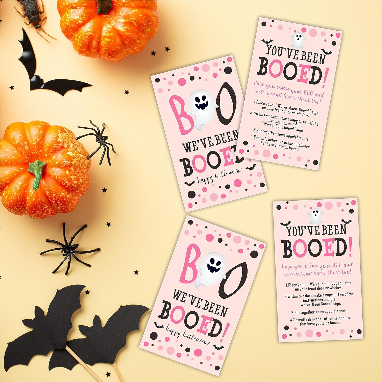 JCVUK Tarjetas de juego de propagación de Halloween, Has sido abucheado! Hemos sido abucheados! 50 tarjetas de juego para difundir alegría para