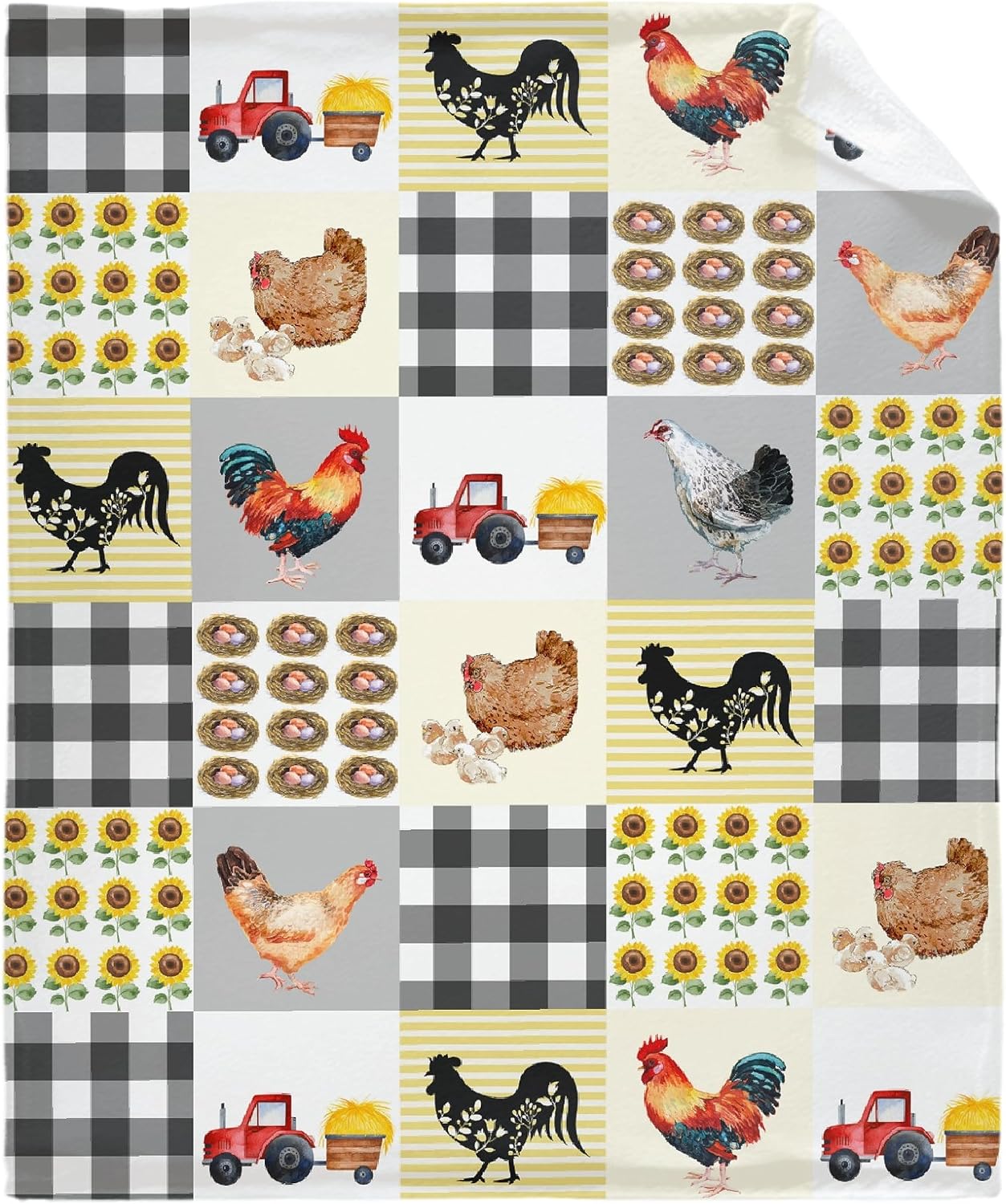 Manta de franela de pollo de granja, acogedora, suave y ligera, para cama, sofá, viajes, todas las estaciones, pequeña de 50 x 40 pulgadas, para