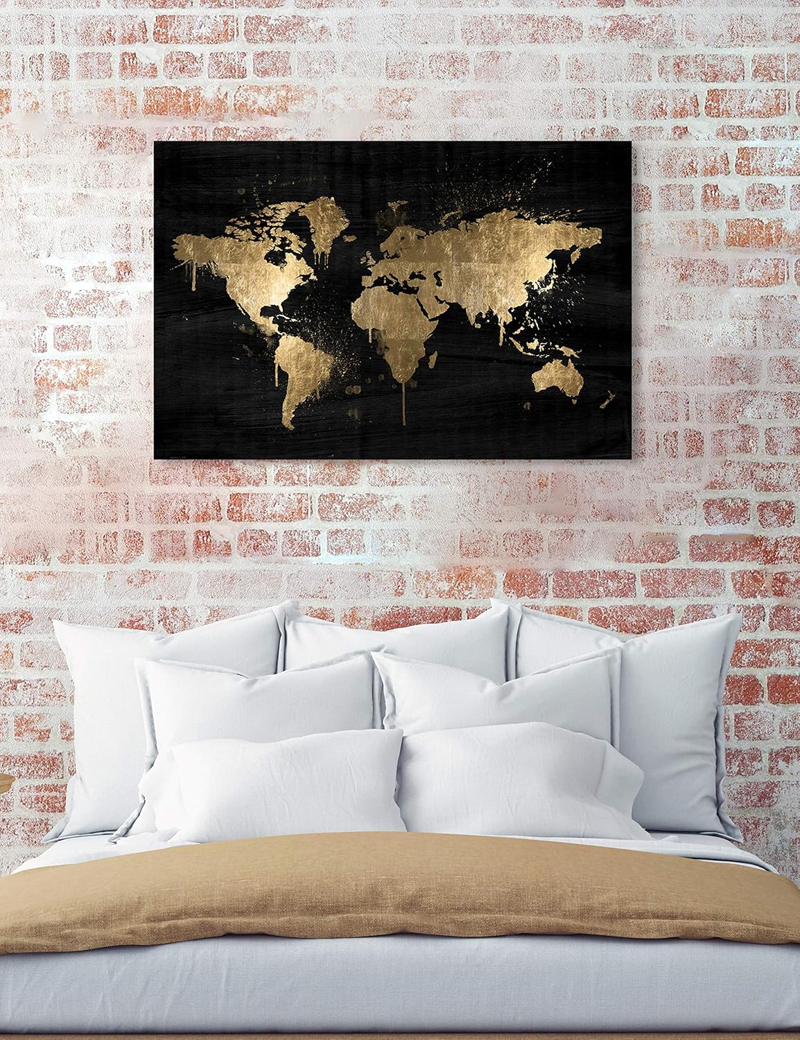 Oliver Gal Mapamundi Gold – Lienzo decorativo para pared, diseño de mapas