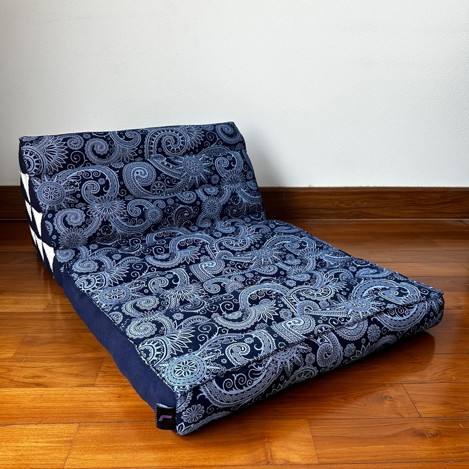 LEEWADEE Tapete plegable con cojín triangular, cómodo cojín de TV, colchón plegable con cojín hecho de Kapok ecológico, 30 x 20 pulgadas, azul y