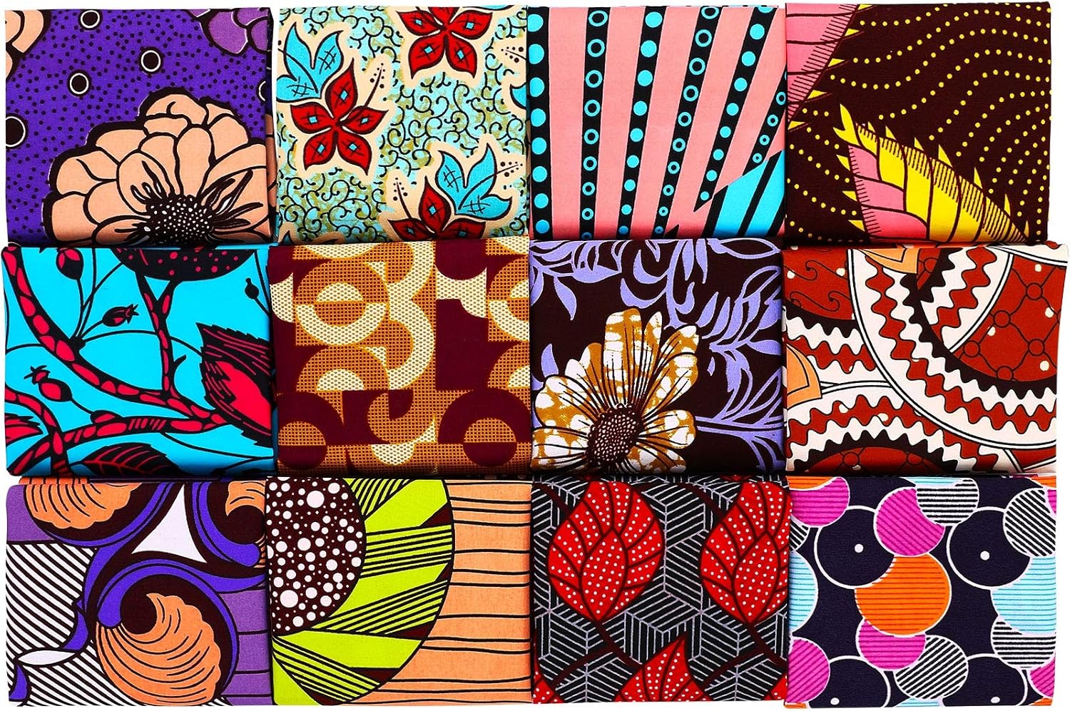 12 piezas de tela africana con estampado africano de tela africana por yarda para coser cubrir la cara, proyectos de manualidades y trabajos de