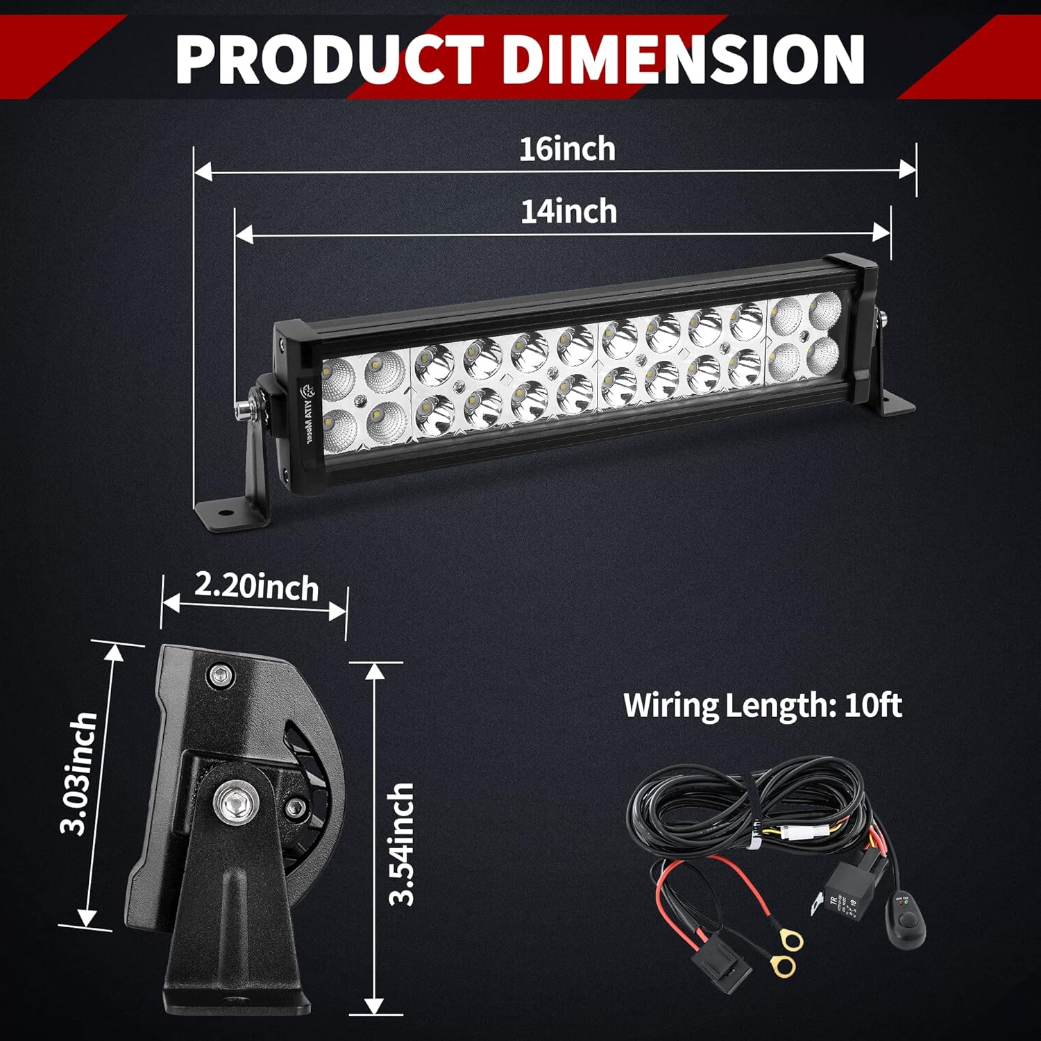 YITAMOTOR Barra de luz LED arnés de cableado 72 W 14 pulgadas LED luz de trabajo foco de inundación Combo LED cápsulas de luz de conducción fuera de