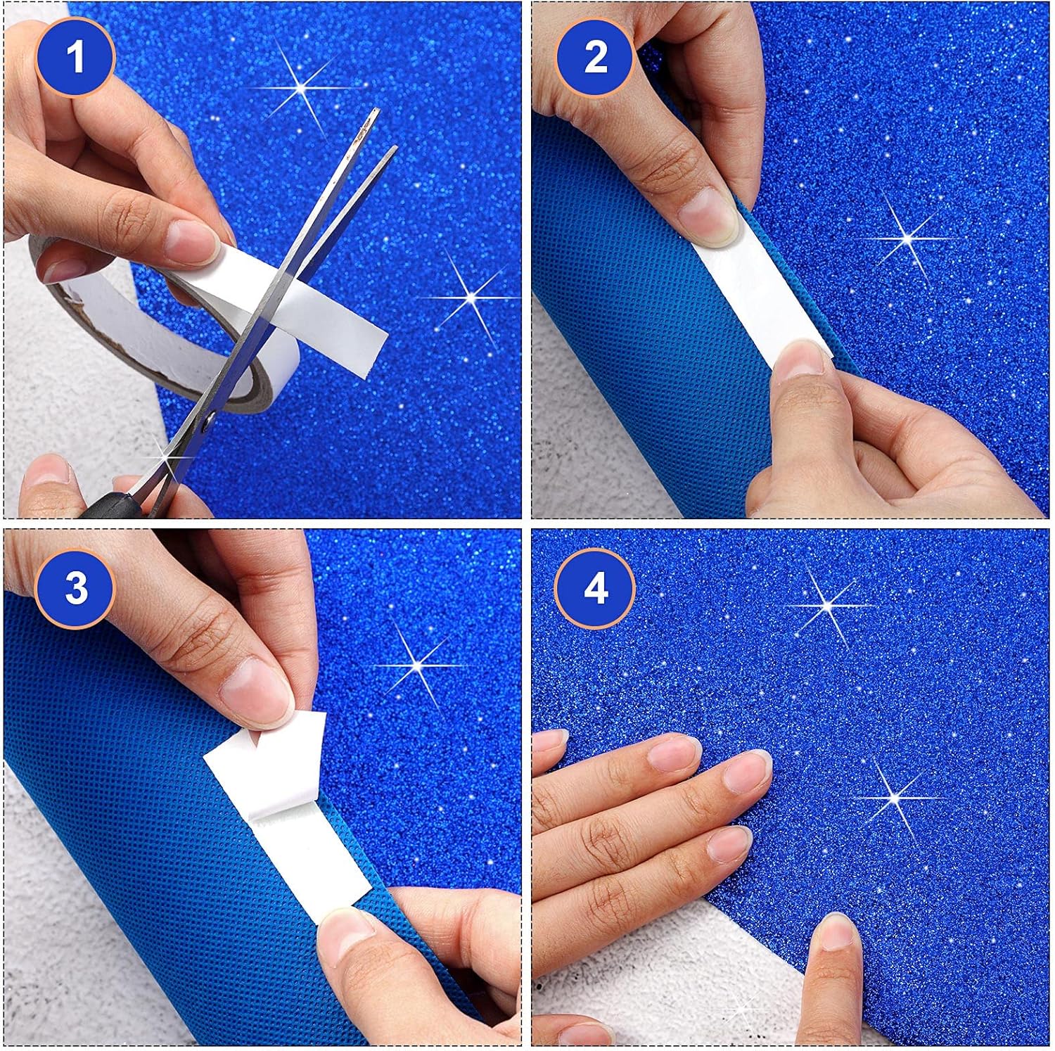 Tatuo Alfombra de pasillo de 55 GSM de grosor con cinta para alfombra para boda, graduación, fiesta, exterior, interior, pasillo (azul brillante,