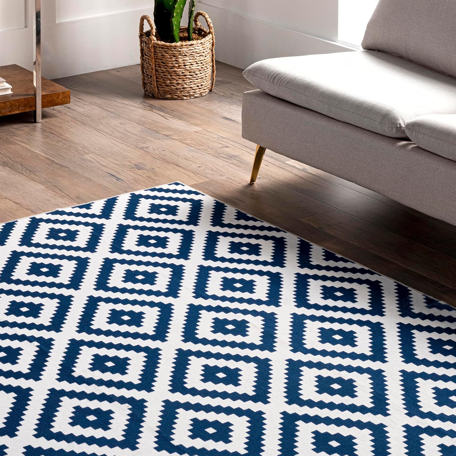 nuLOOM Kellee – Alfombra moderna lavable a máquina, 6 x 9 pulgadas, color azul