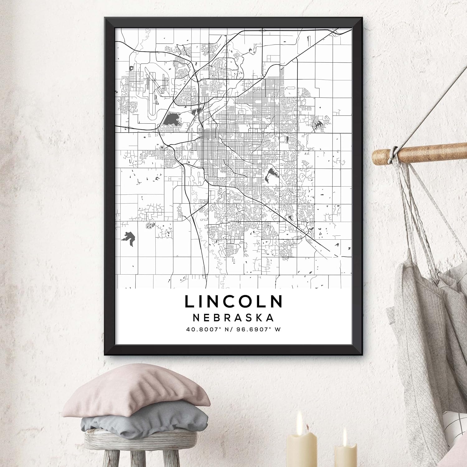 Mapa de Lincoln, Nebraska, Light 2 (8×10)