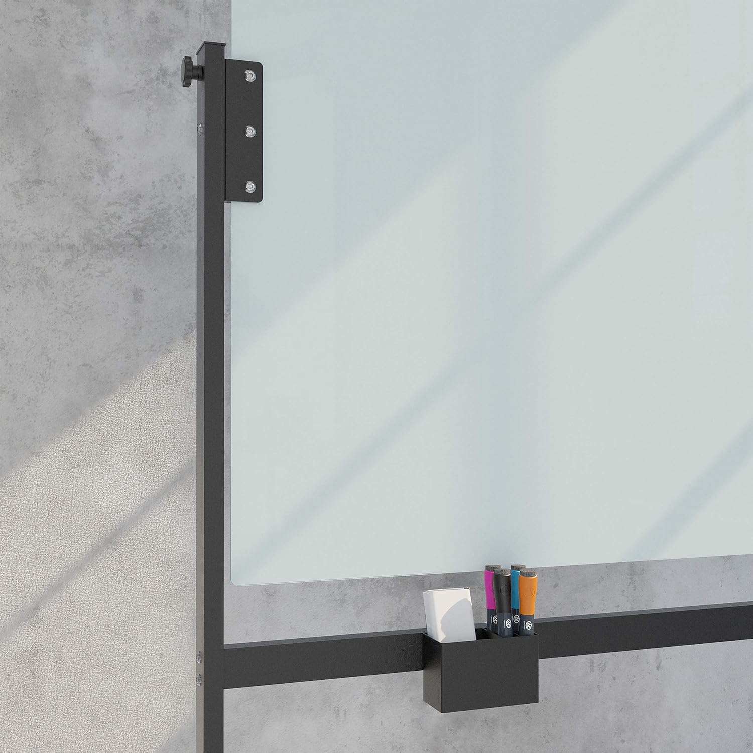 U Brands Caballete magnético de cristal de borrado en seco, 49 x 41 pulgadas, superficie esmerilada blanca