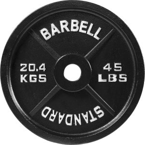 Signature Fitness Placa de peso de hierro fundido para entrenamiento de fuerza y levantamiento de pesas, estándar u olímpico, varios tamaños Signature Fitness Placa de peso de hierro fundido para entrenamiento de fuerza y levantamiento de pesas, estándar u olímpico, varios tamaños