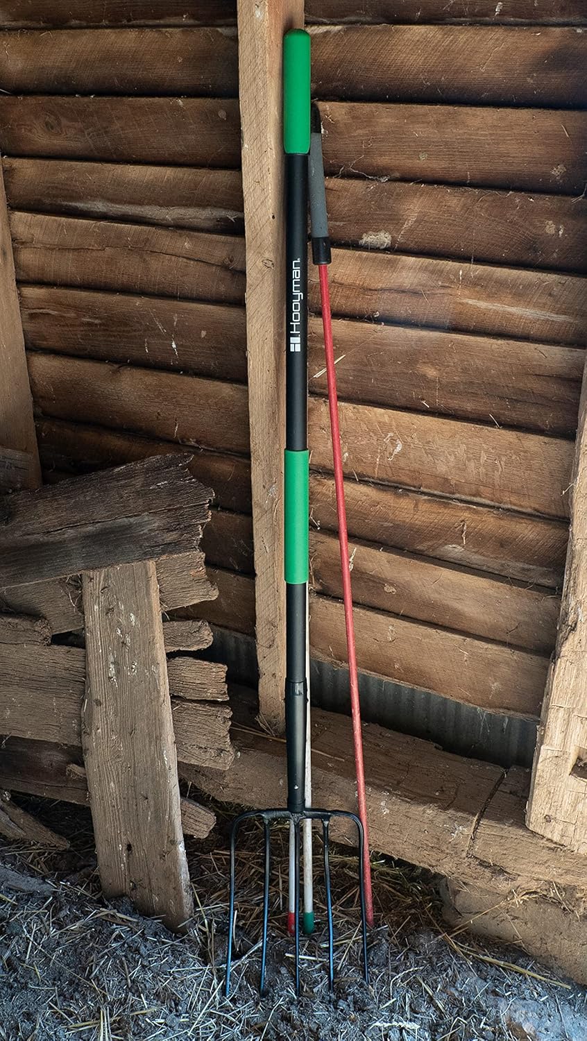 Hooyman Horquilla de paso de 4 dientes, horquilla de paso de 5 dientes y horquilla de ensilaje con construcción resistente, asas ergonómicas
