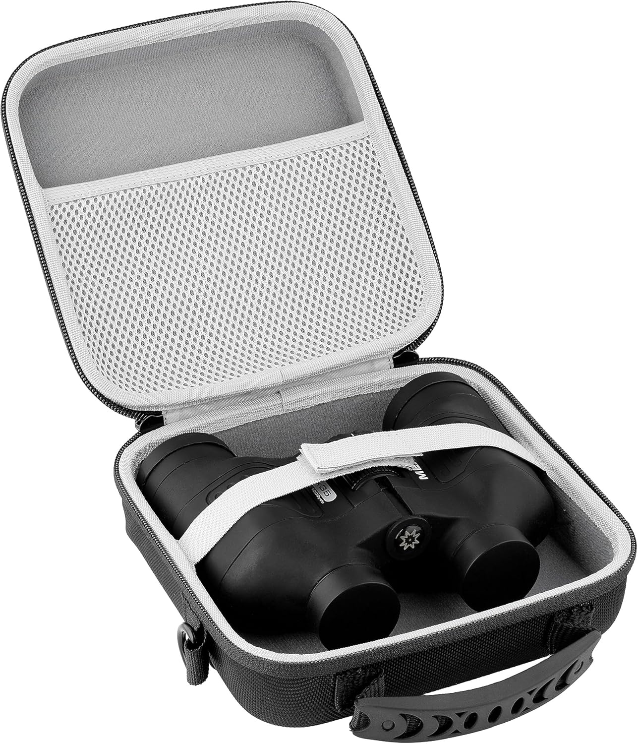 Funda para binoculares con funda rígida de EVA resistente al agua (7 x 7 x 2.5 pulgadas), asa de transporte y correa de transporte para senderismo,