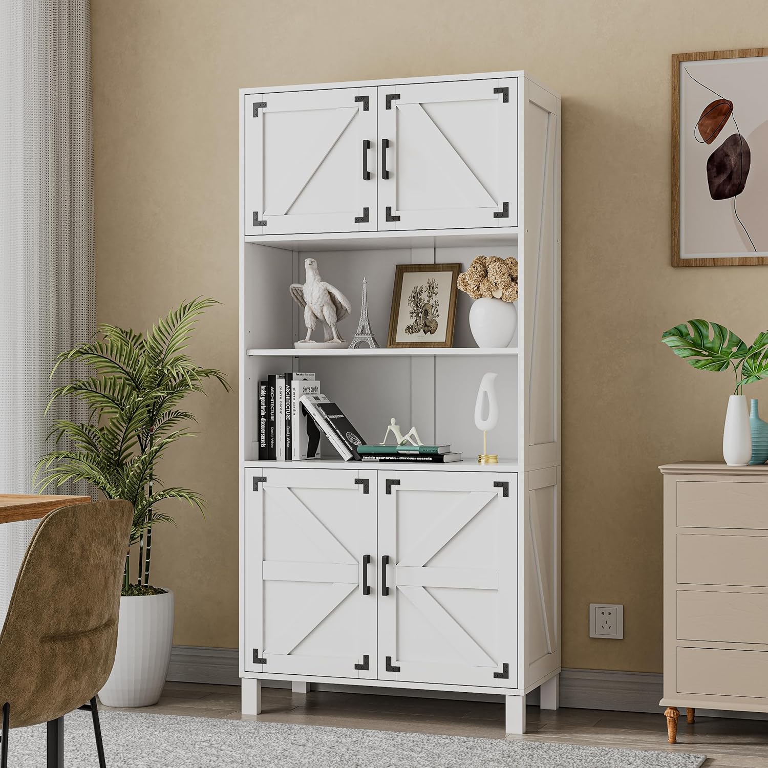 Gabinete de almacenamiento de granja, 5 estantes industriales y estanterías con puertas y estantes ajustables, estantería de 67 pulgadas de alto