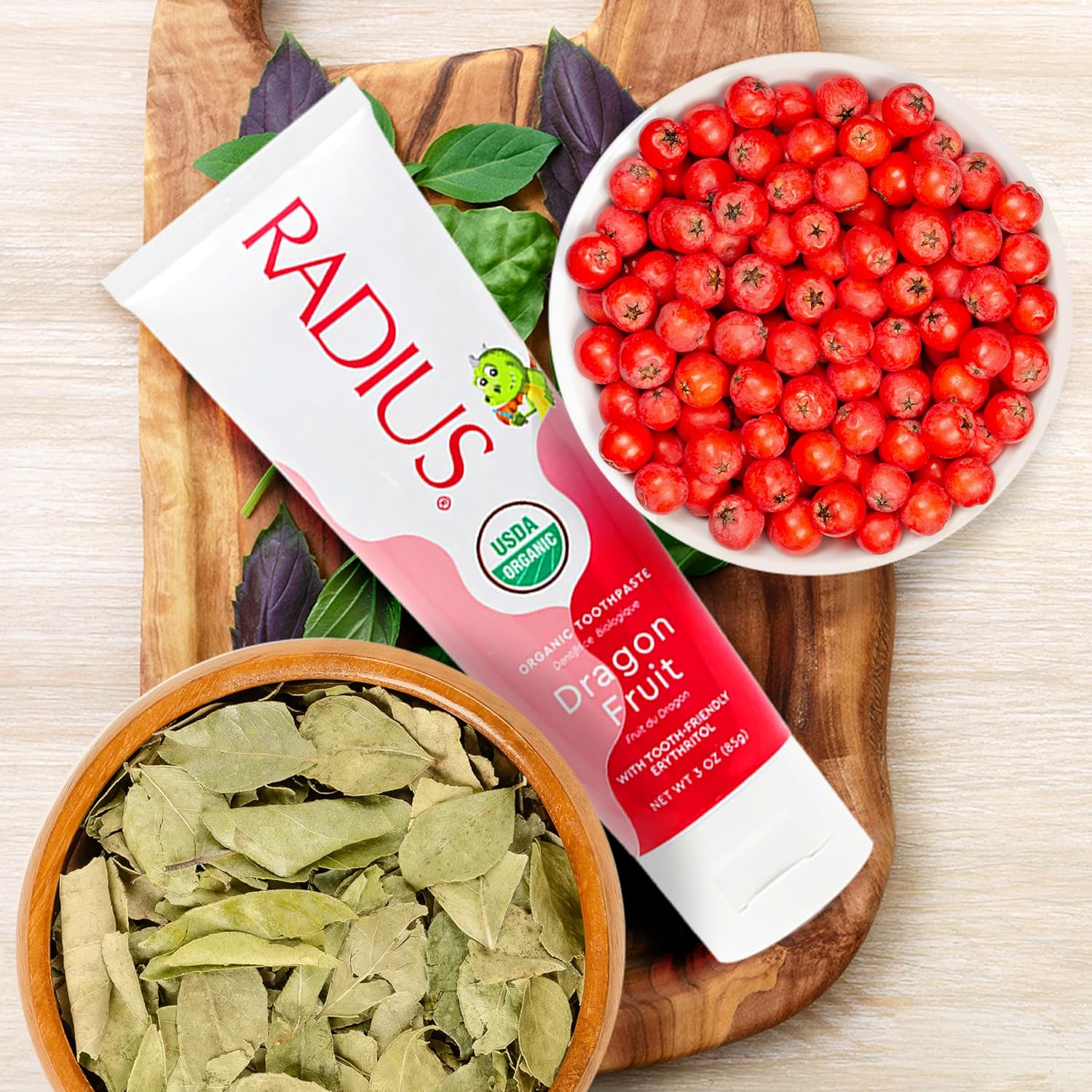 RADIUS USDA Organic Kids Toothpaste 3oz Non Toxic Chemical-Free Gluten-Free Designed to Improve Gum Health for Children’s 6 Months and Up – Dragon