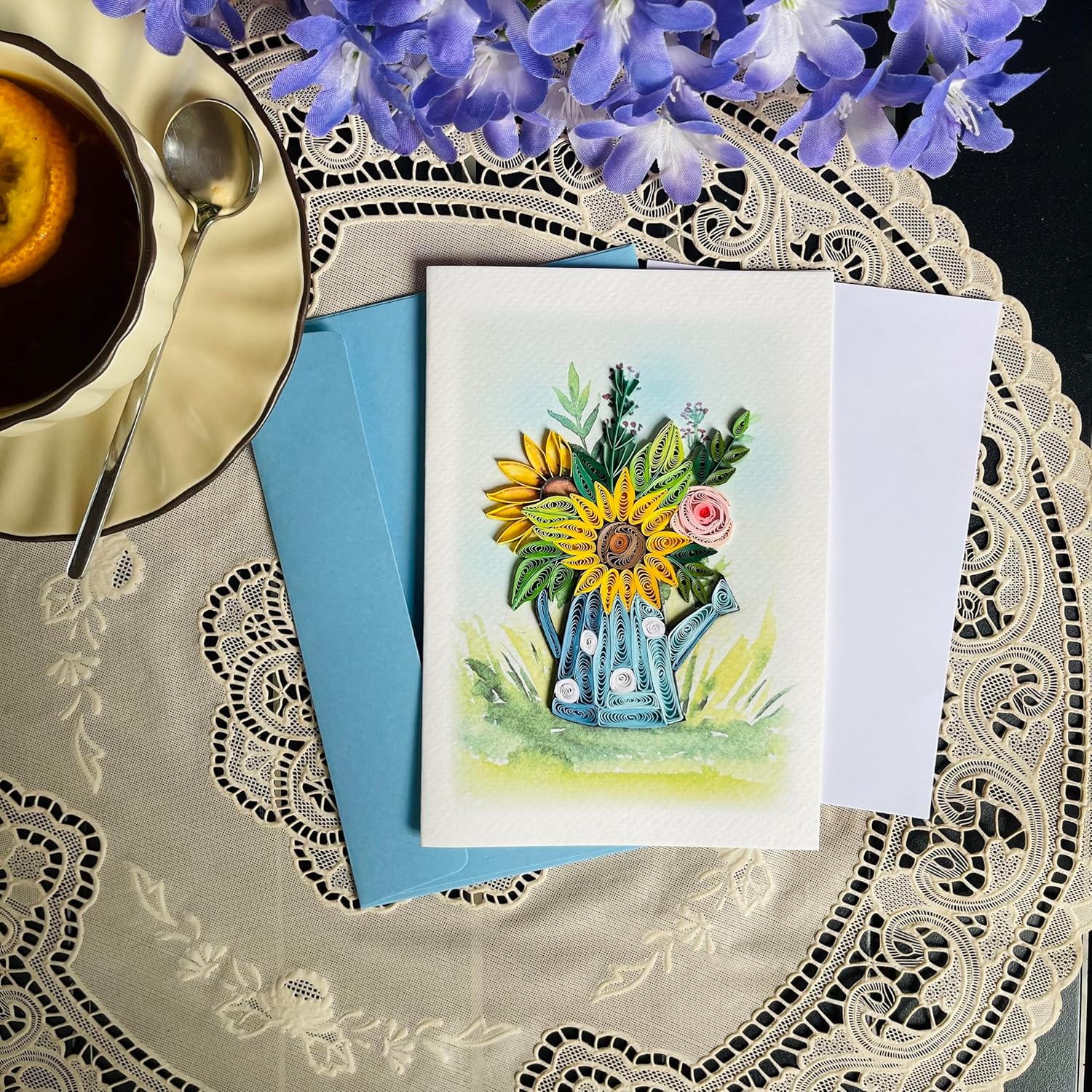 KingKraft Tarjeta de girasol Quilling, tarjeta de cumpleaños para mujer, tarjeta de feliz cumpleaños para mamá, tarjeta de aniversario para esposa,