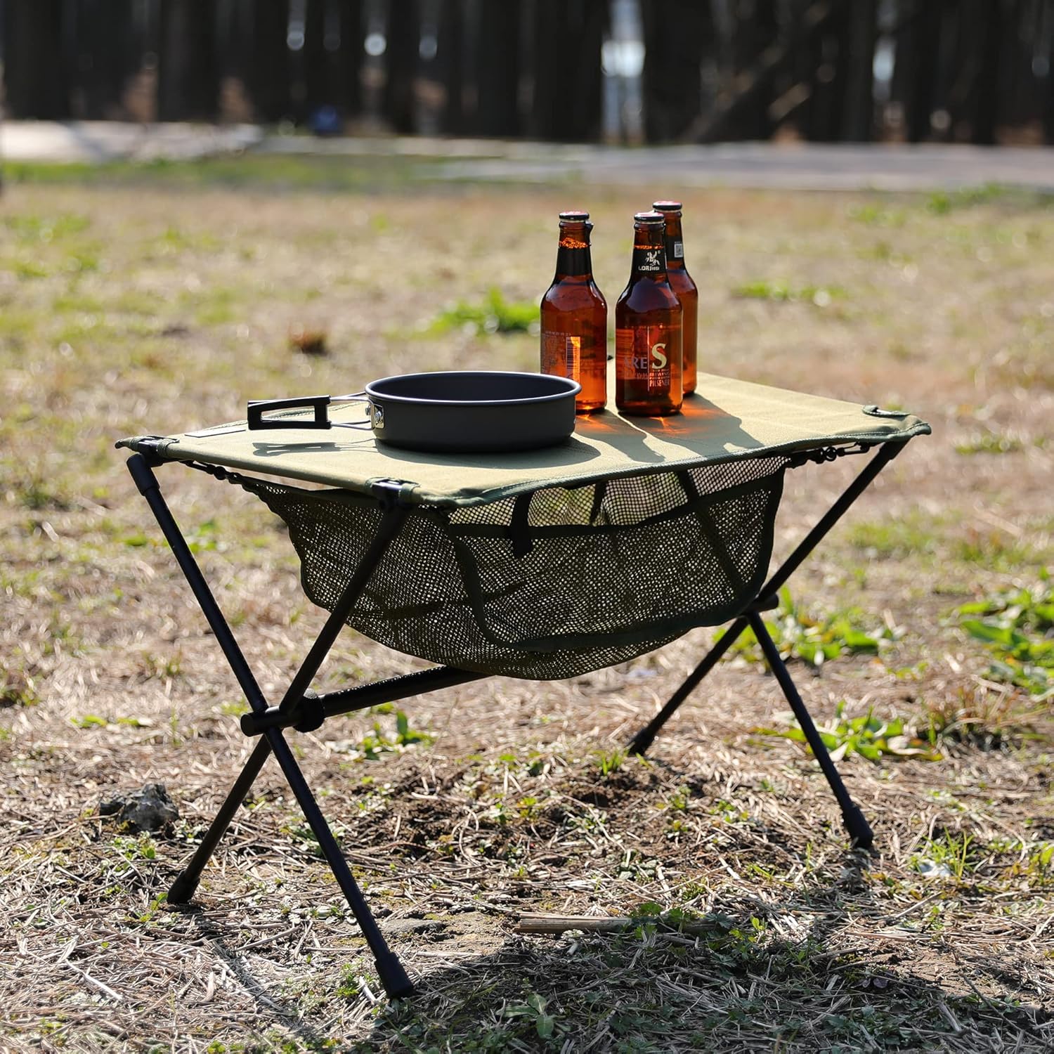 TOBTOS Mesa de camping portátil y plegable con bolsa de transporte y silla de campamento de respaldo alto, sillas plegables ligeras con bolsa de