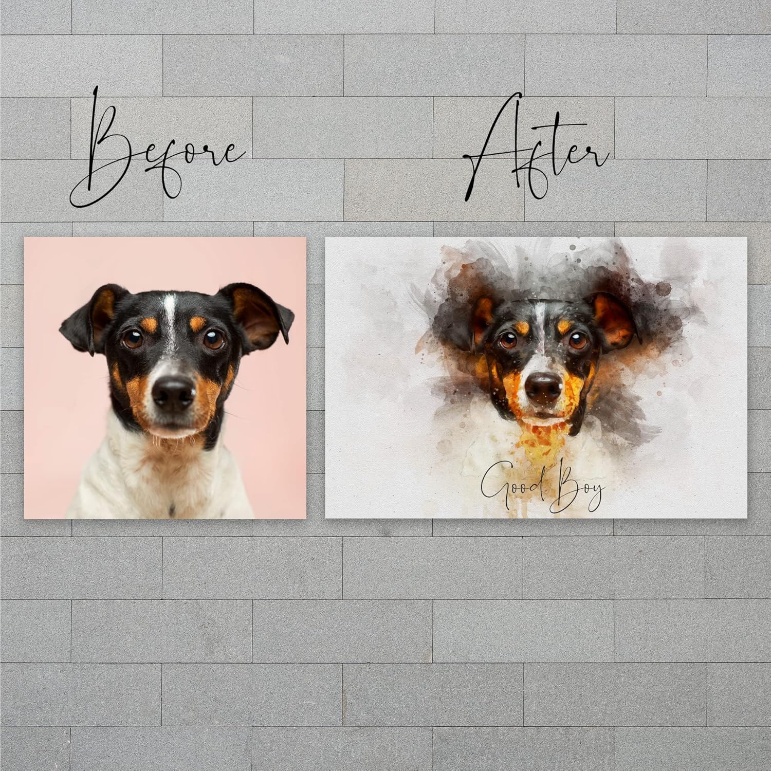 Awesometik Pintura personalizada del retrato del perro de la acuarela del perro de la impresión de la lona del perro de la mamá