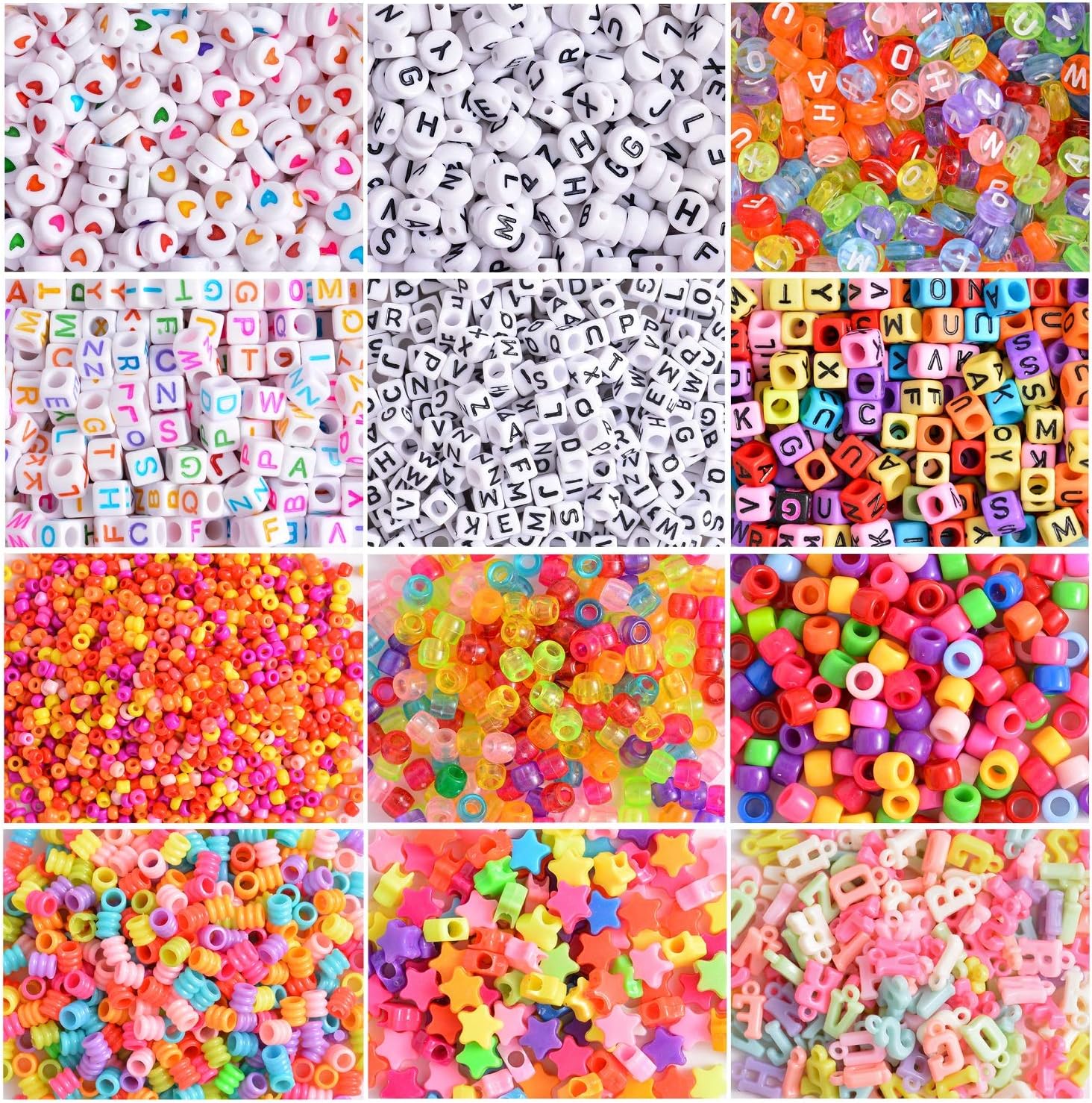 Peirich Kit de cuentas para hacer joyas, incluye hilo de bordado de 44 colores con caja de almacenamiento de 3 niveles con hilos, más de 4900