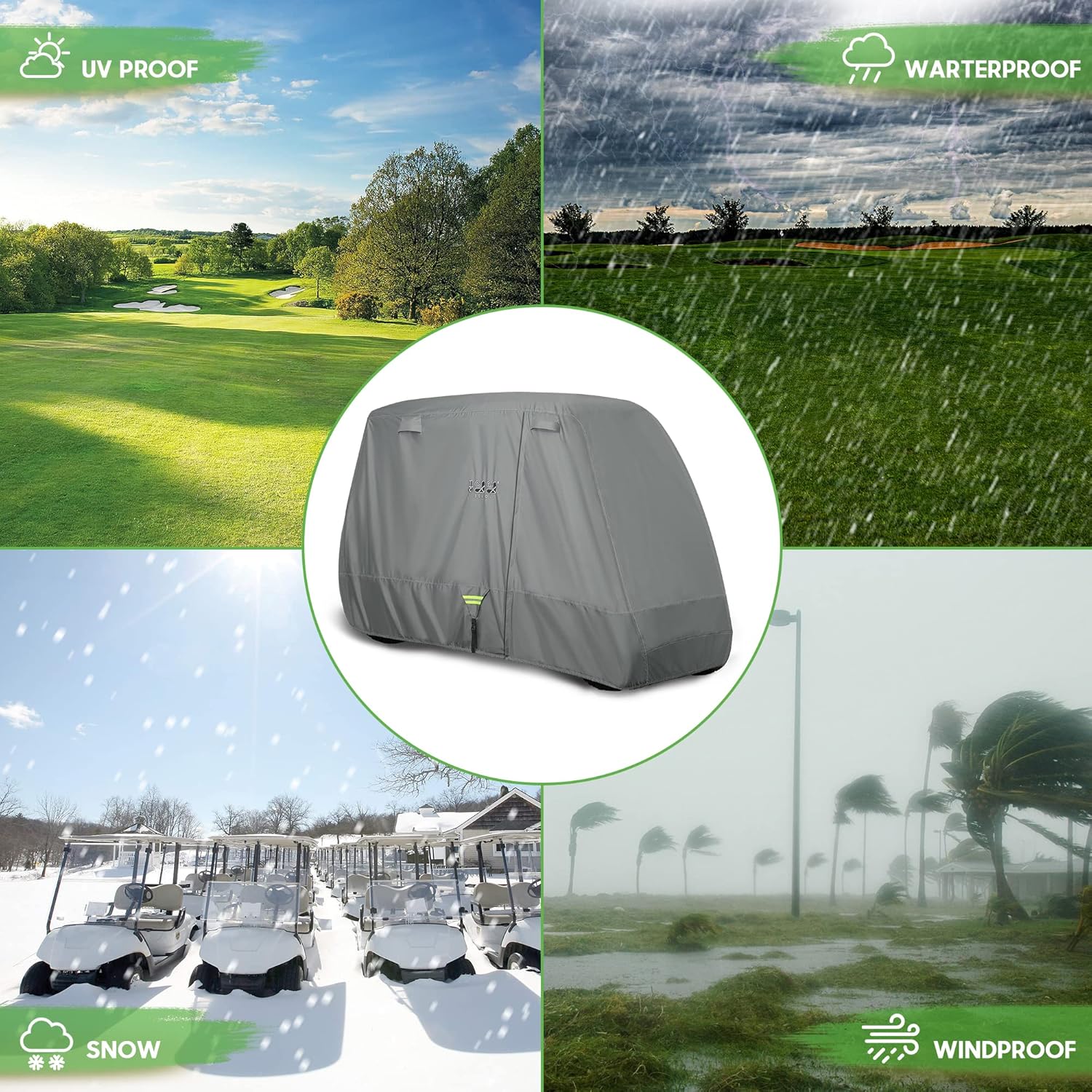 Fundas universales para carrito de golf Yamaha EZGO Club Car Lifted 24 pasajeros 600D impermeables a prueba de viento y sol al aire libre cubierta