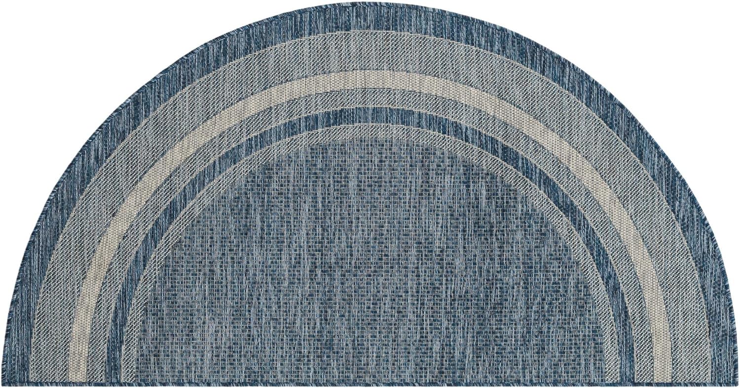 Unique Loom – Colección Outdoor Border – Tapete para exteriores de borde suave – 3pies 1pulgada x 6pies 1pulgada, para chimenea, azulmarfil