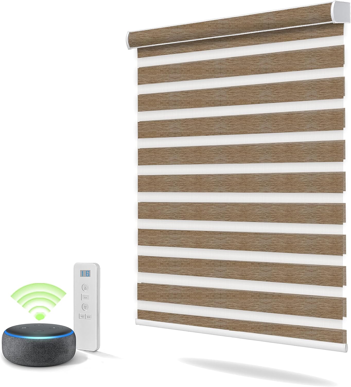 Persianas enrollables motorizadas con control remoto (persianas de ventana) con batería recargable incorporada. Hogar inteligente compatible con la