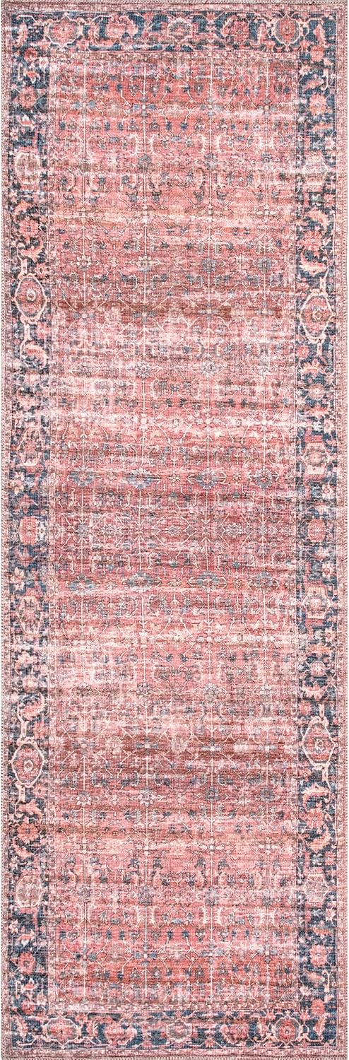 nuLOOM Katie Alfombra de pasillo con borde envejecido, lavable a máquina, 2 pies 8 pulgadas x 8 pies, color óxido