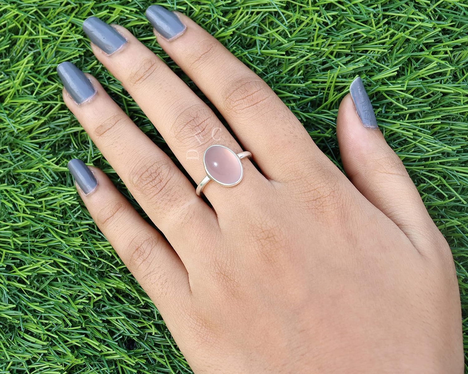 Rose Quartz Silver Ring  Natural Oval Cabochon Rose Quartz Ring  Sterling Silver 925  January Birthstone  Handmade Jewelry (7)