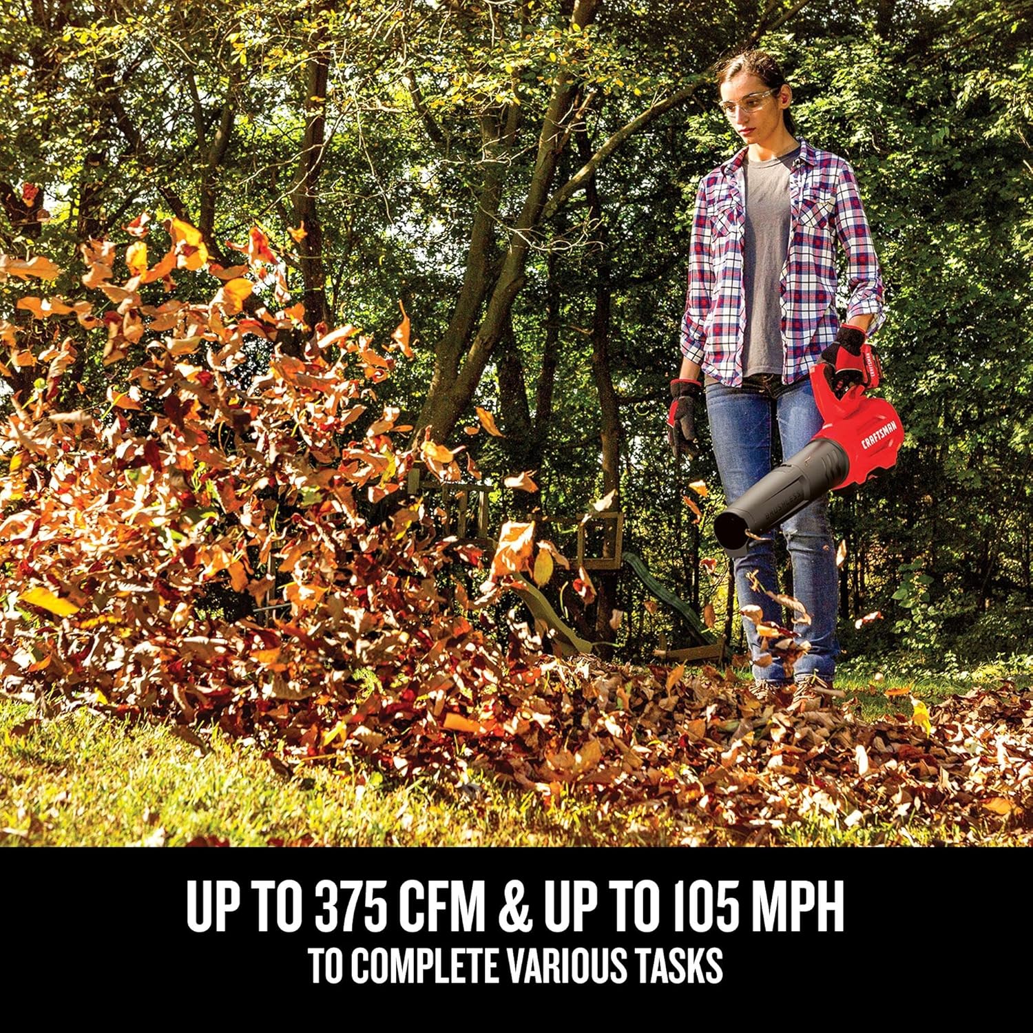CRAFTSMAN Soplador de hojas inalámbrico de 20 V MAX, batería y cargador incluidos (CMCBL720M1) Rojo