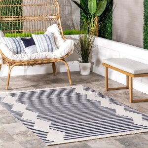 nuLOOM Holly Multi Stripe – Alfombra de área para interiores y exteriores, 4 x 6 pies, azul nuLOOM Holly Multi Stripe – Alfombra de área para interiores y exteriores, 4 x 6 pies, azul